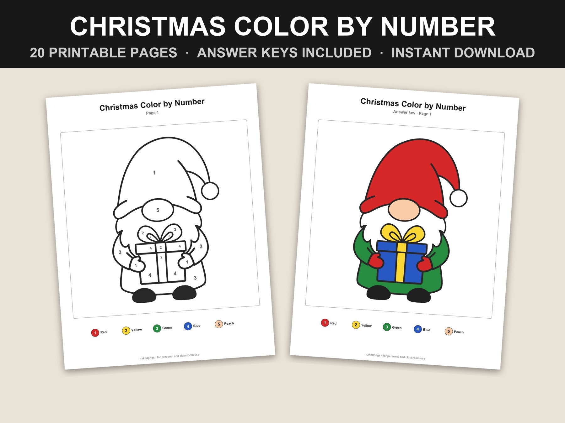 Christmas Color by Number — printable book preview