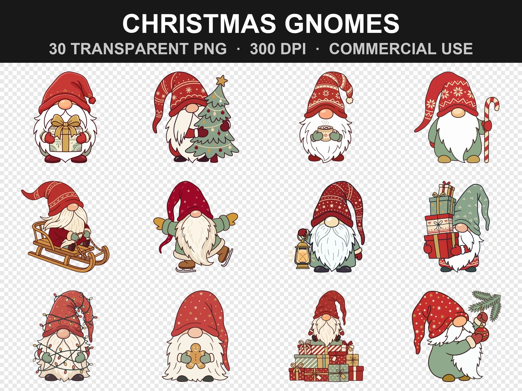 Christmas Gnomes — clipart bundle preview
